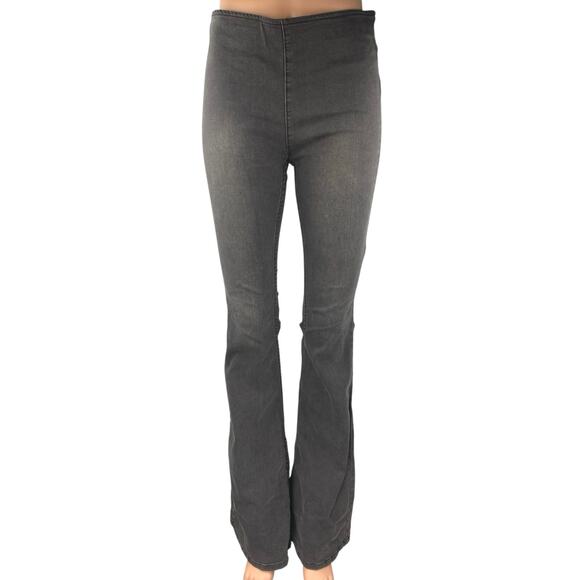 Free People Women's Gray Mid Rise Pull On Bootcut Flared Denim Jeans Pants Sz 27 - Picture 1 of 5